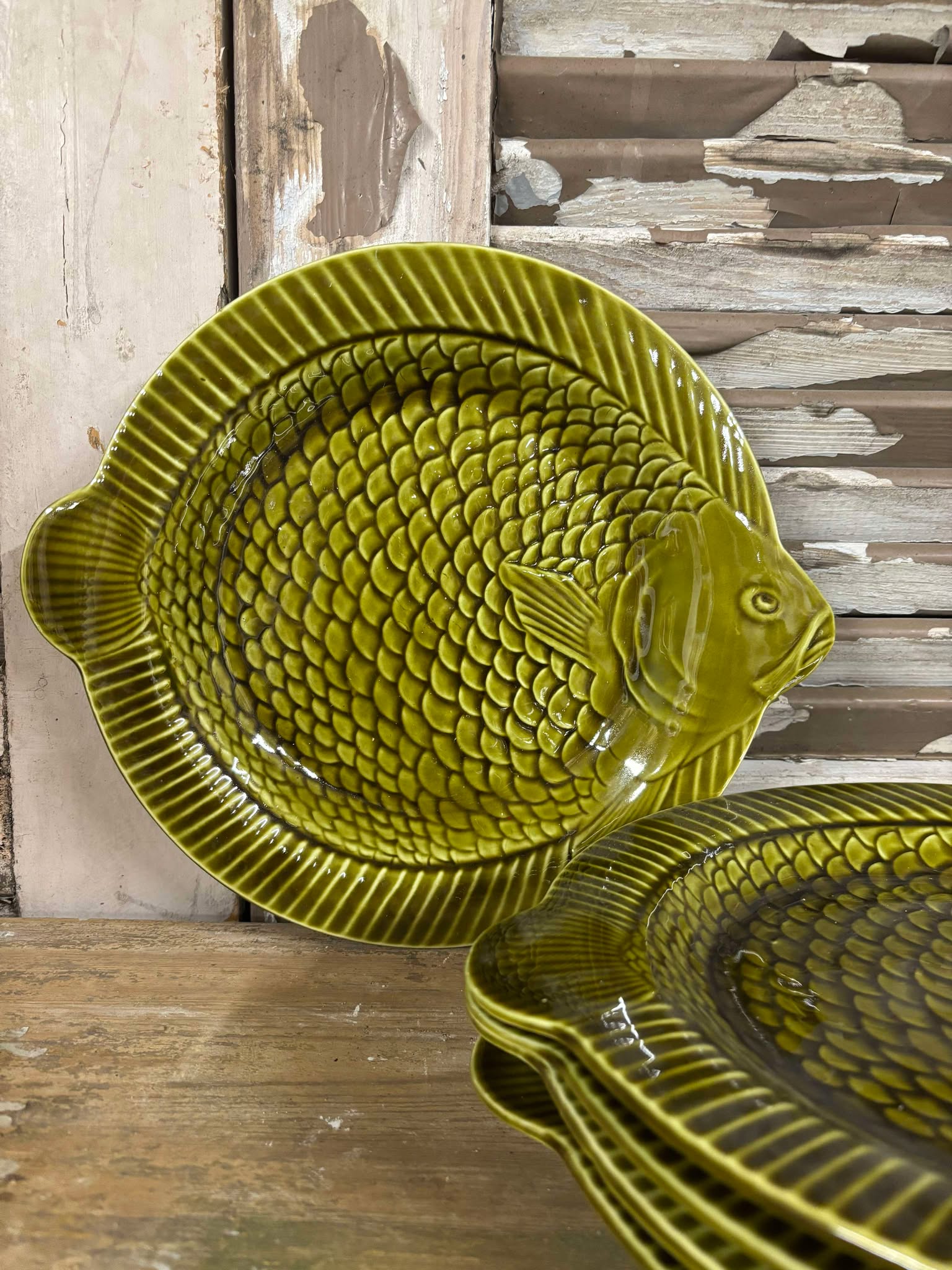 Fiske tallerken grøn sarreguemines