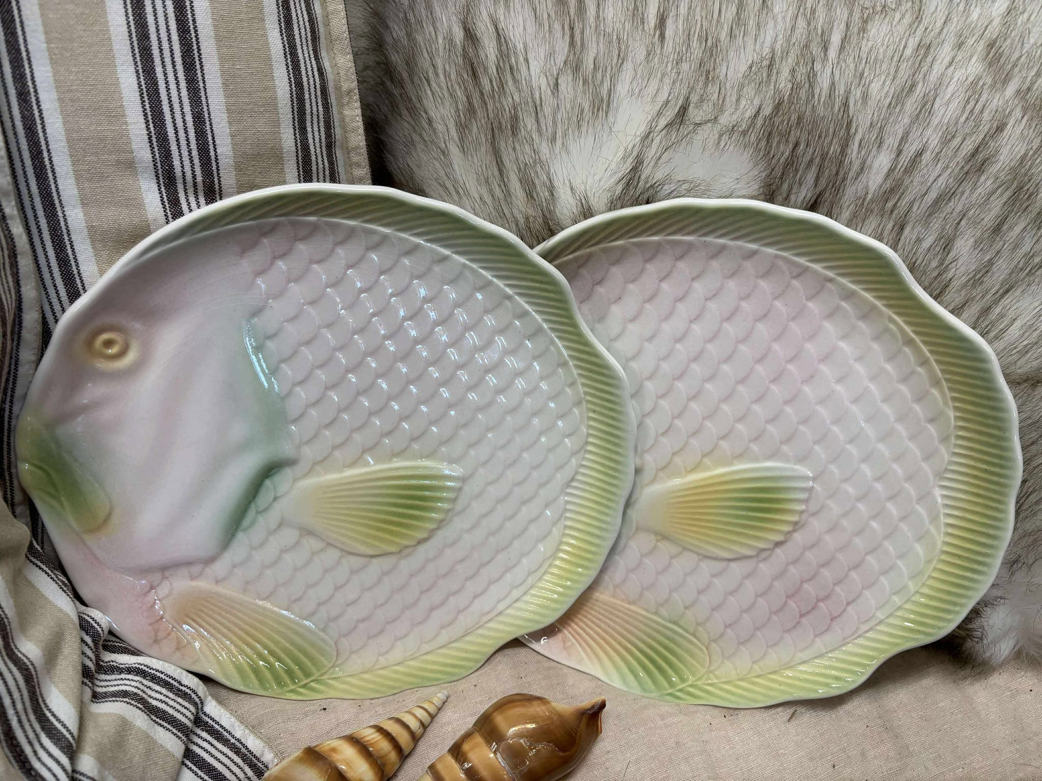 Fisketallerken Sallins Les Bains France hvid/rosa FLAD - Billede 2