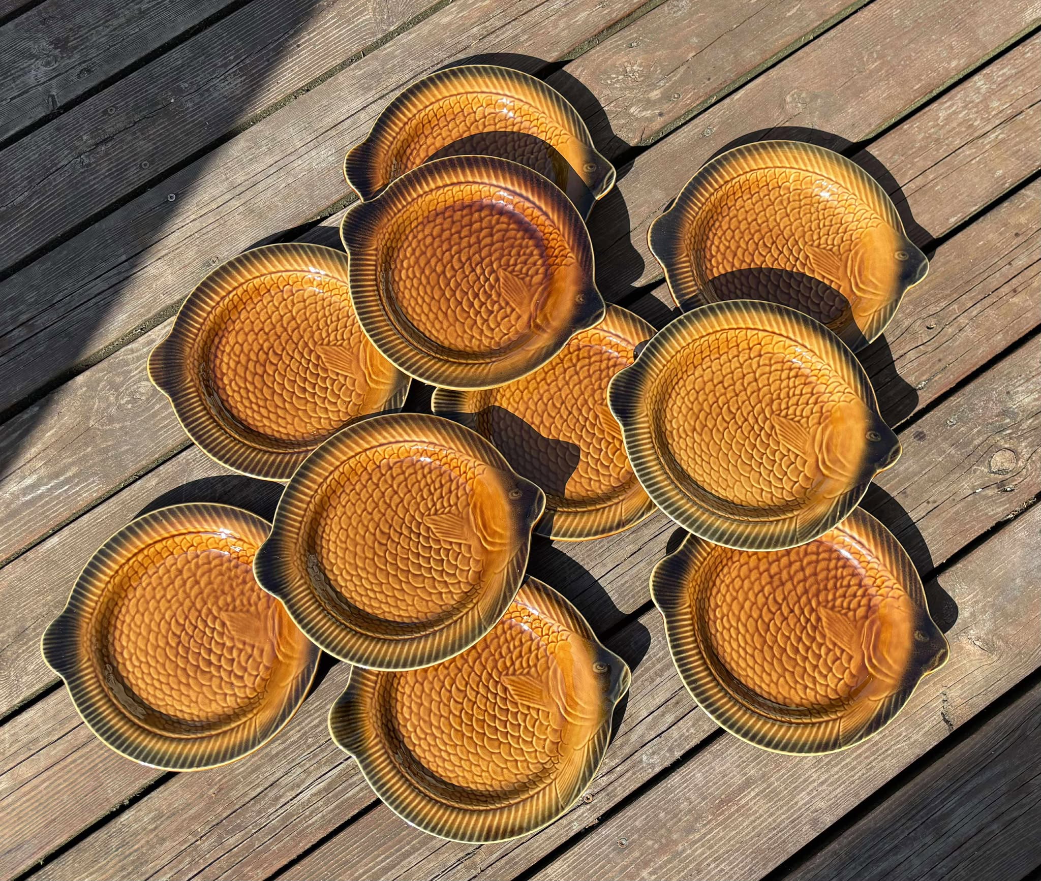 Fiske tallerken Sarreguemines france brun - Billede 2